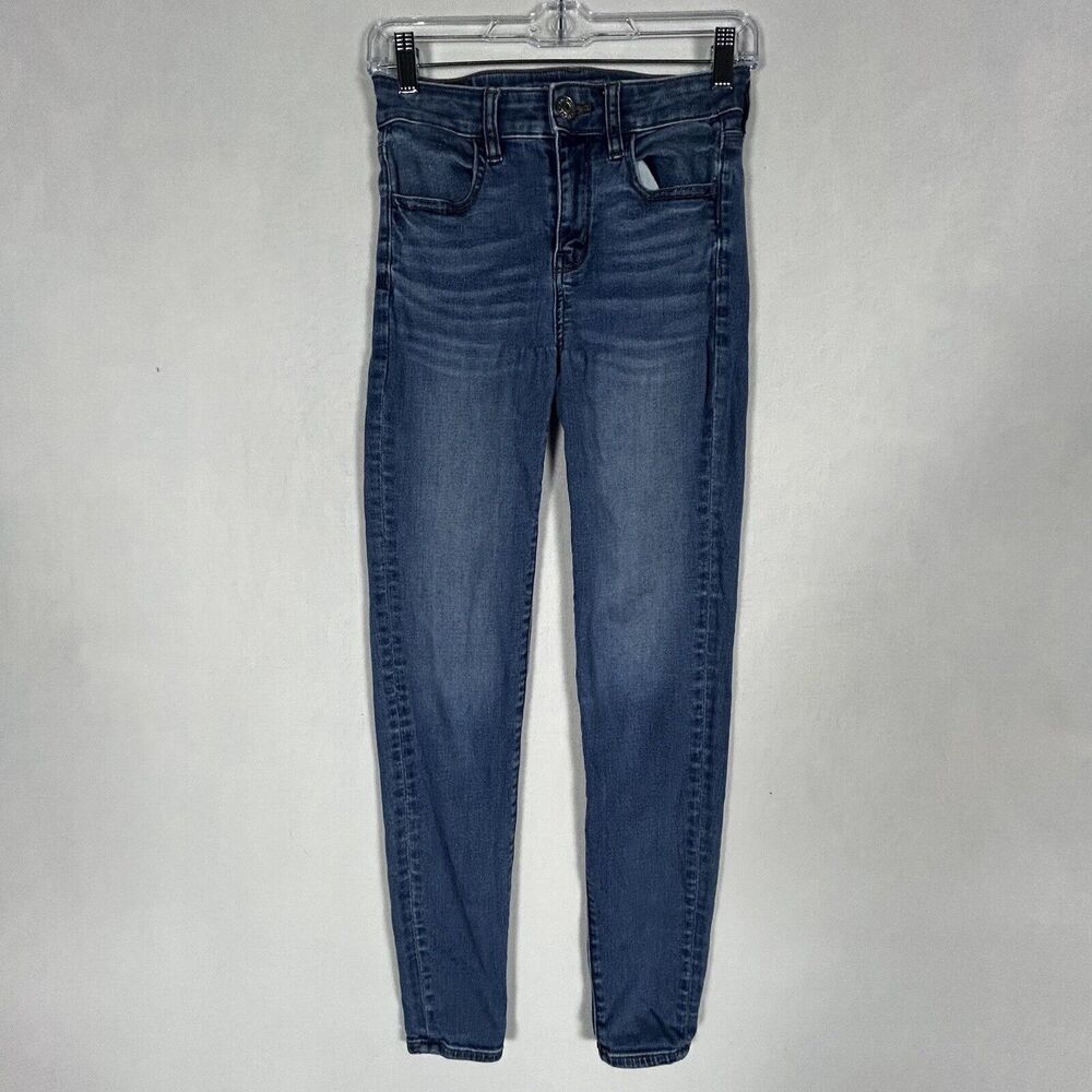 American Eagle Next Level Stretch Hi Rise Jegging Jeans Womens Size 0 Blue Denim